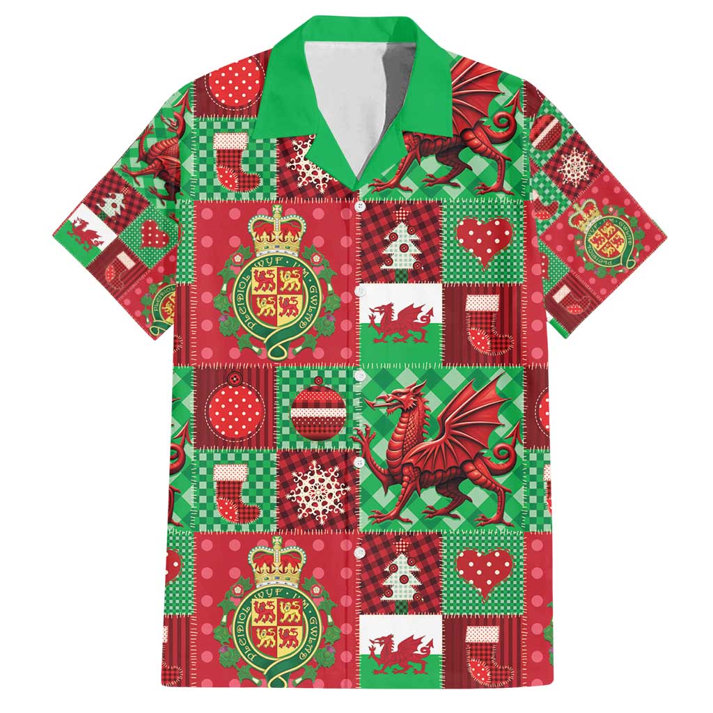 Wales Christmas Patchwork Family Matching Off Shoulder Short Dress and Hawaiian Shirt - Wonder Print Shop
