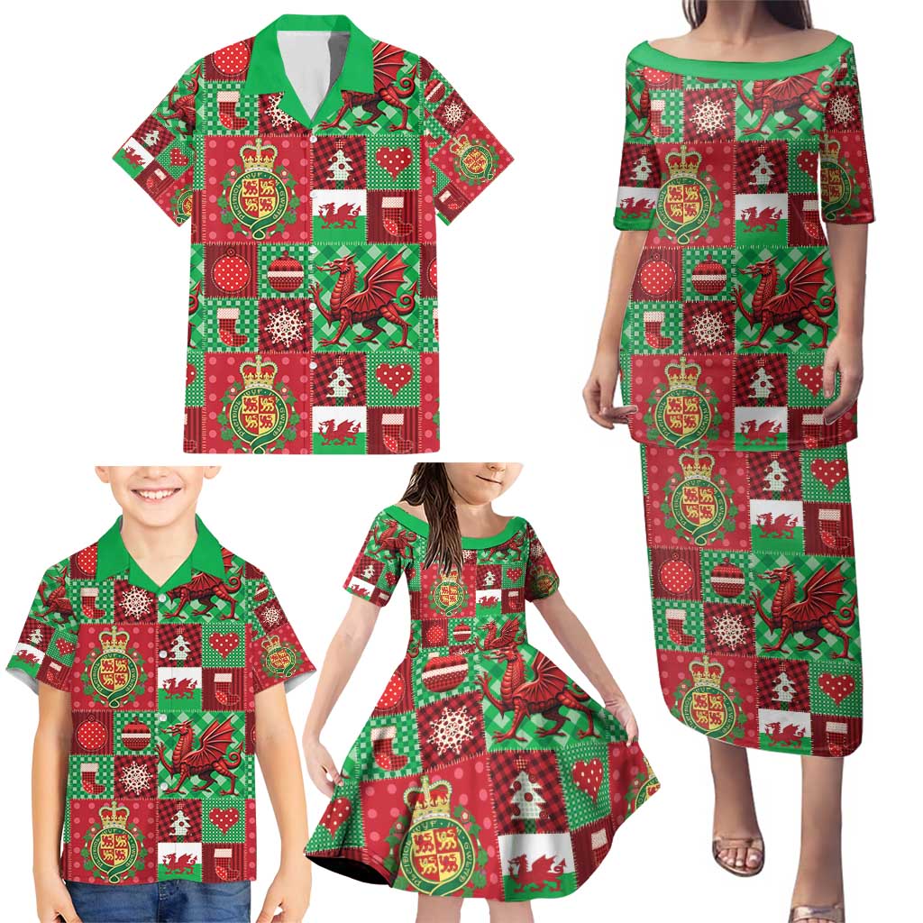 Wales Christmas Patchwork Family Matching Puletasi and Hawaiian Shirt - Wonder Print Shop
