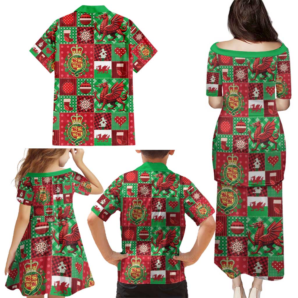 Wales Christmas Patchwork Family Matching Puletasi and Hawaiian Shirt - Wonder Print Shop