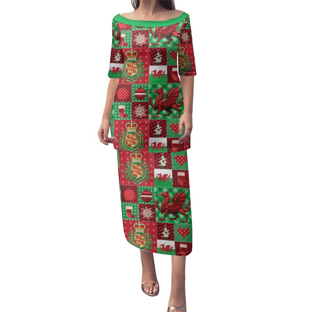 Wales Christmas Patchwork Family Matching Puletasi and Hawaiian Shirt - Wonder Print Shop