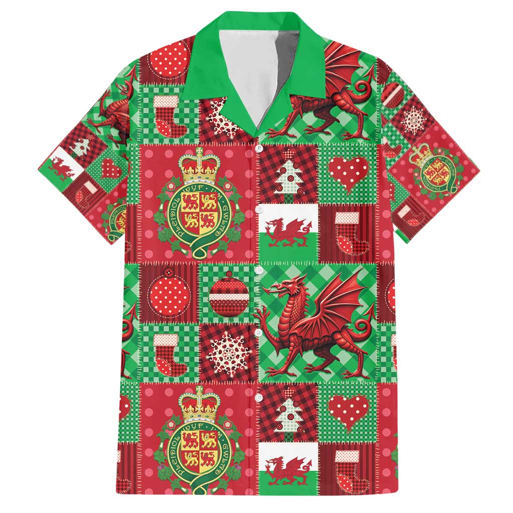Wales Christmas Patchwork Family Matching Short Sleeve Bodycon Dress and Hawaiian Shirt - Wonder Print Shop