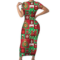 Wales Christmas Patchwork Family Matching Short Sleeve Bodycon Dress and Hawaiian Shirt - Wonder Print Shop