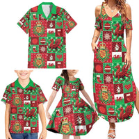 Wales Christmas Patchwork Family Matching Summer Maxi Dress and Hawaiian Shirt - Wonder Print Shop