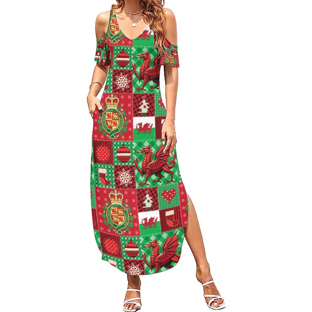 Wales Christmas Patchwork Family Matching Summer Maxi Dress and Hawaiian Shirt - Wonder Print Shop