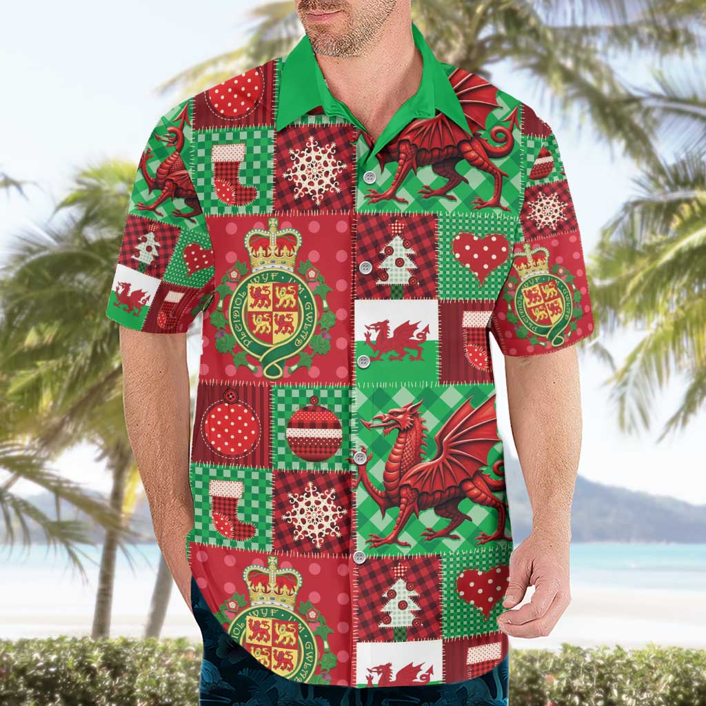 Wales Christmas Patchwork Hawaiian Shirt - Wonder Print Shop