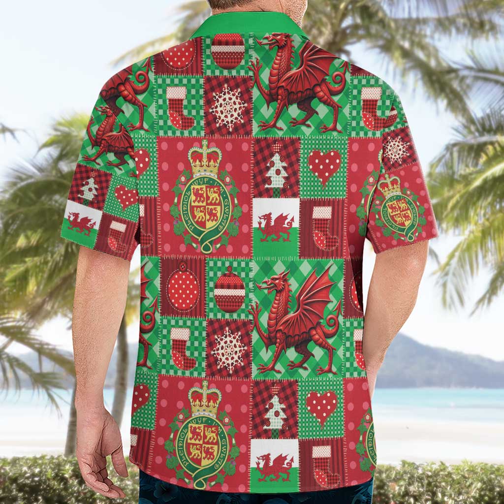 Wales Christmas Patchwork Hawaiian Shirt - Wonder Print Shop
