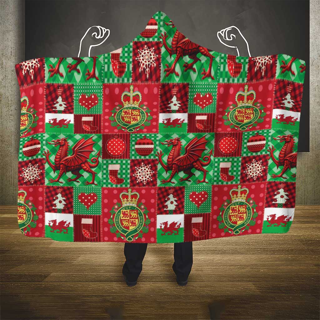 Wales Christmas Patchwork Hooded Blanket - Wonder Print Shop
