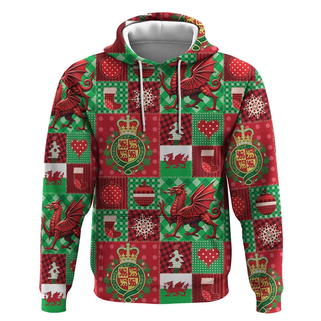 Wales Christmas Patchwork Hoodie - Wonder Print Shop