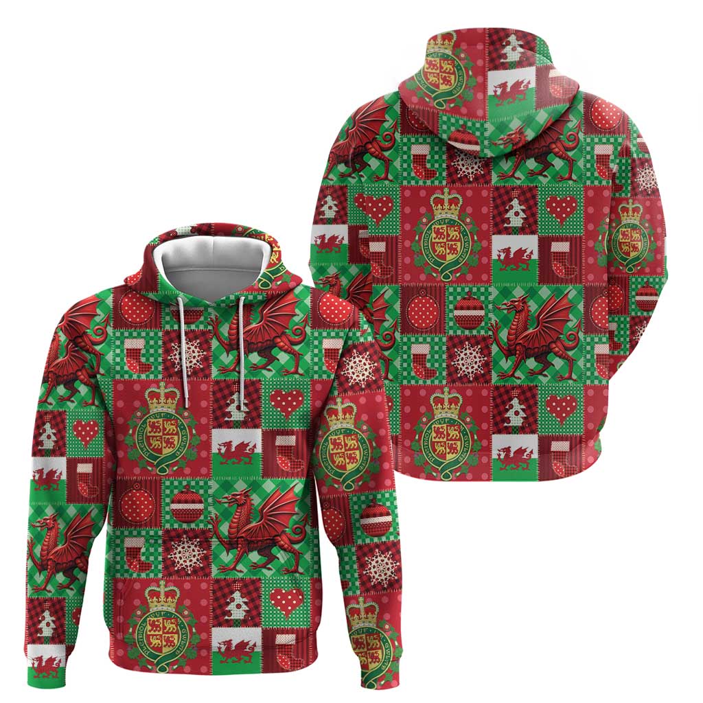 Wales Christmas Patchwork Hoodie - Wonder Print Shop