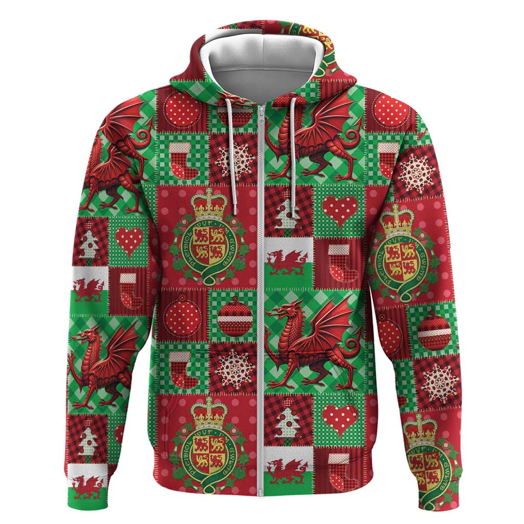 Wales Christmas Patchwork Hoodie - Wonder Print Shop