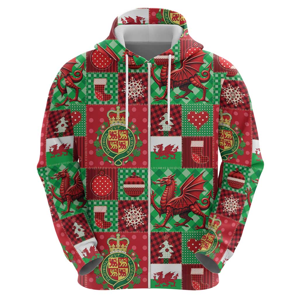 Wales Christmas Patchwork Hoodie - Wonder Print Shop