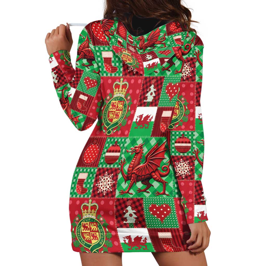 Wales Christmas Patchwork Hoodie Dress - Wonder Print Shop