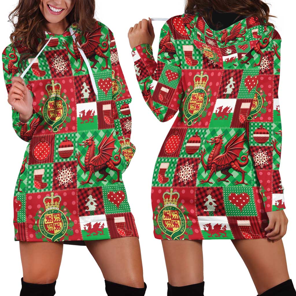 Wales Christmas Patchwork Hoodie Dress - Wonder Print Shop