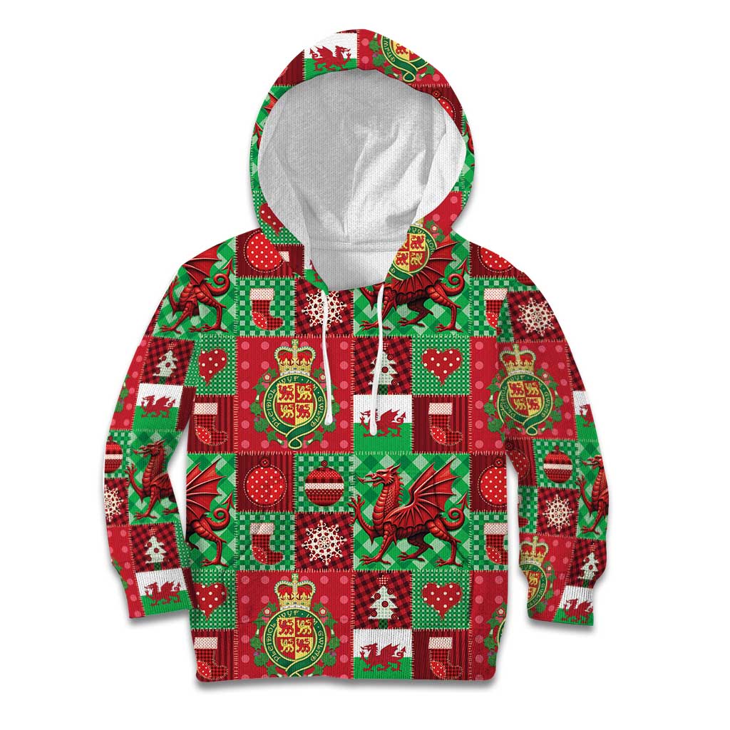 Wales Christmas Patchwork Kid Hoodie - Wonder Print Shop