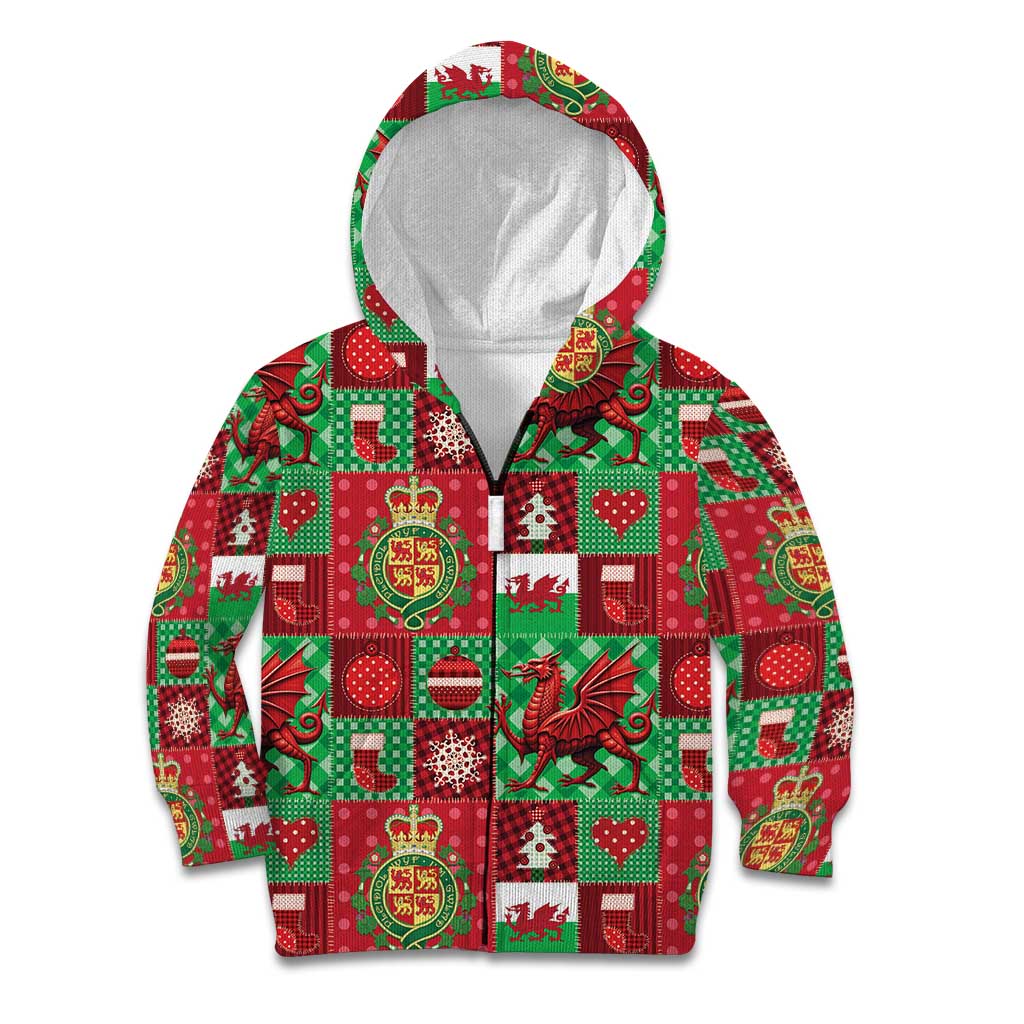 Wales Christmas Patchwork Kid Hoodie - Wonder Print Shop