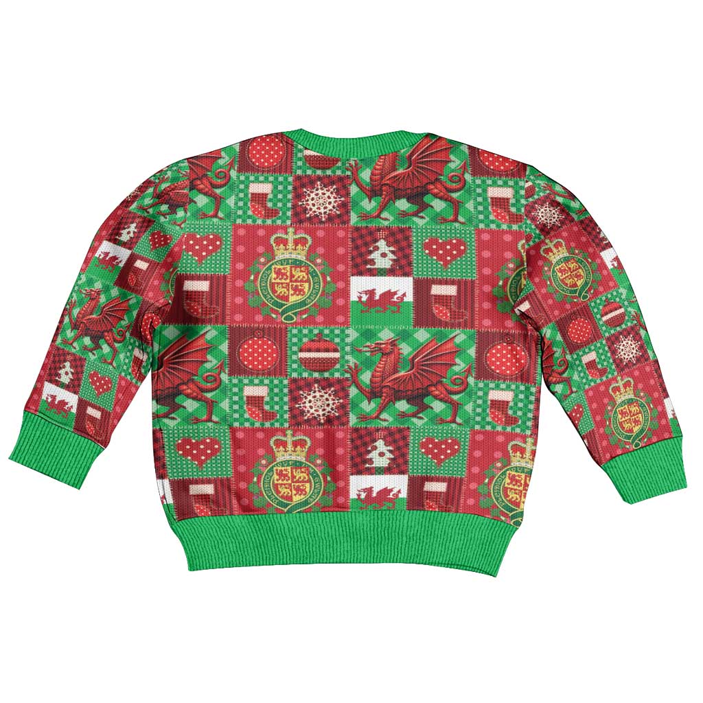 Wales Christmas Patchwork Kid Ugly Christmas Sweater - Wonder Print Shop