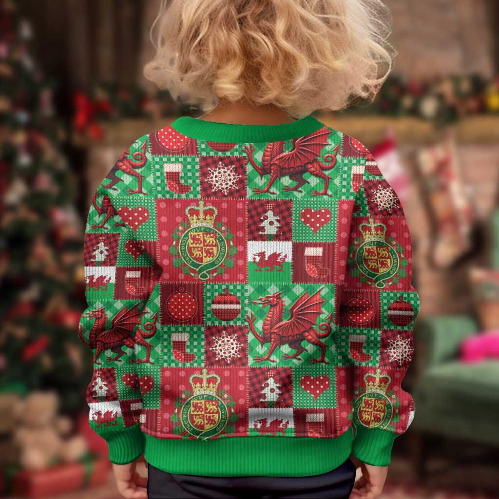 Wales Christmas Patchwork Kid Ugly Christmas Sweater - Wonder Print Shop