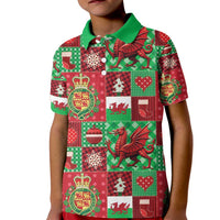 Wales Christmas Patchwork Kid Polo Shirt - Wonder Print Shop