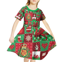 Wales Christmas Patchwork Kid Short Sleeve Dress - Wonder Print Shop