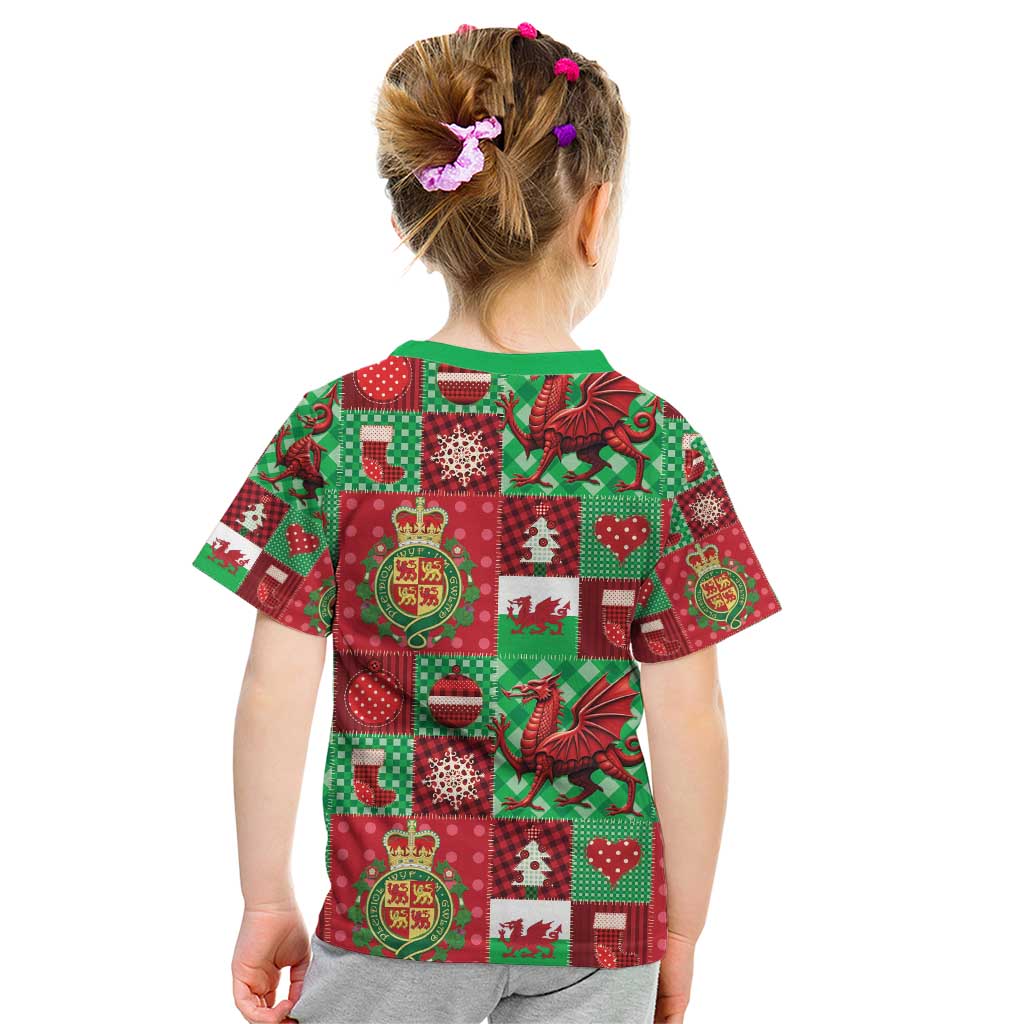 Wales Christmas Patchwork Kid T Shirt - Wonder Print Shop