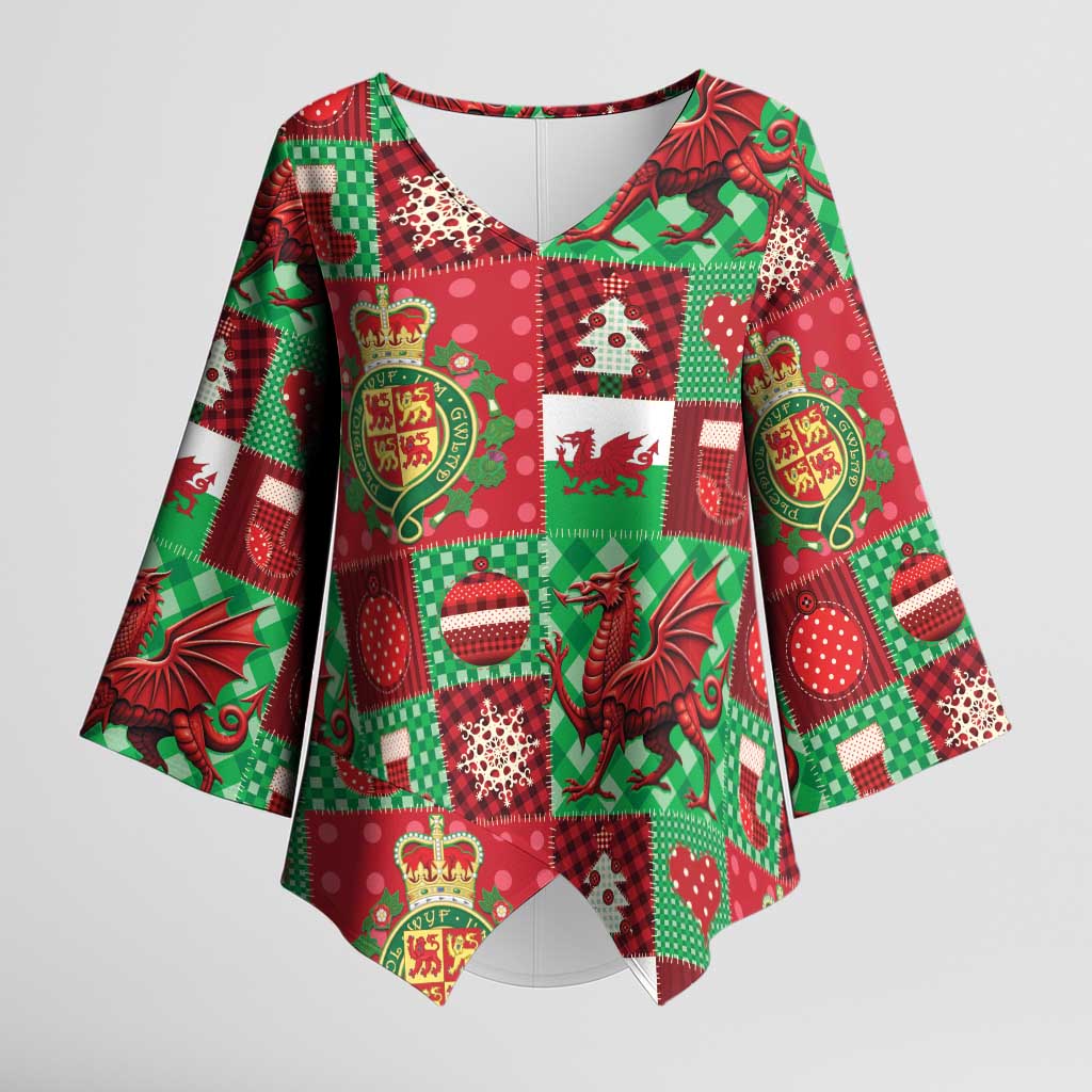 Wales Christmas Patchwork Kimono Sleeve Blouse - Wonder Print Shop