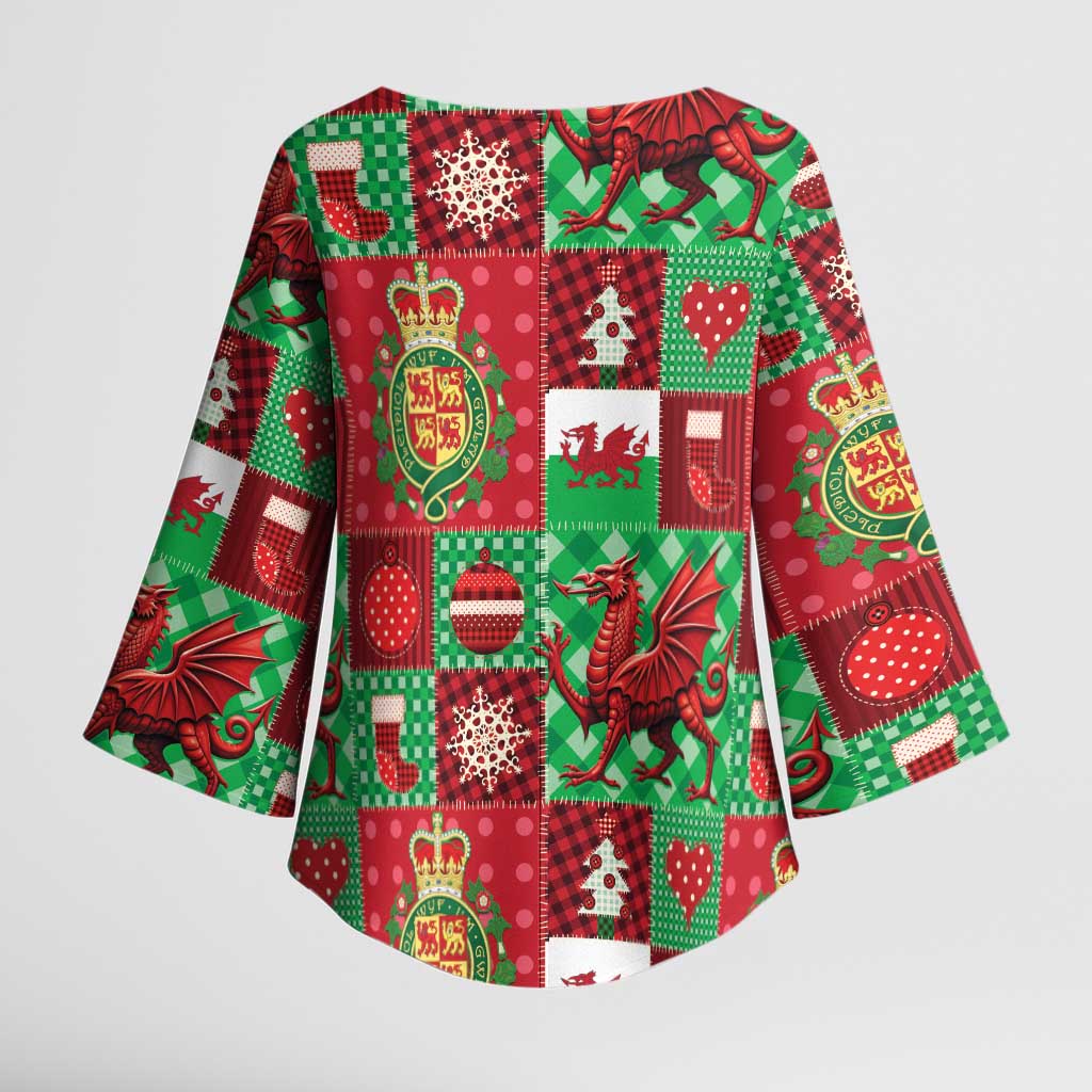 Wales Christmas Patchwork Kimono Sleeve Blouse - Wonder Print Shop