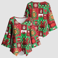 Wales Christmas Patchwork Kimono Sleeve Blouse - Wonder Print Shop