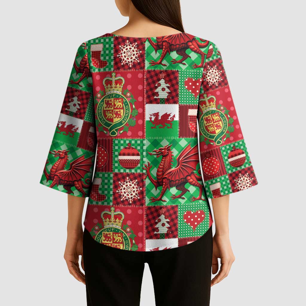 Wales Christmas Patchwork Kimono Sleeve Blouse - Wonder Print Shop