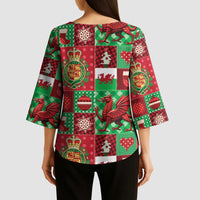 Wales Christmas Patchwork Kimono Sleeve Blouse - Wonder Print Shop