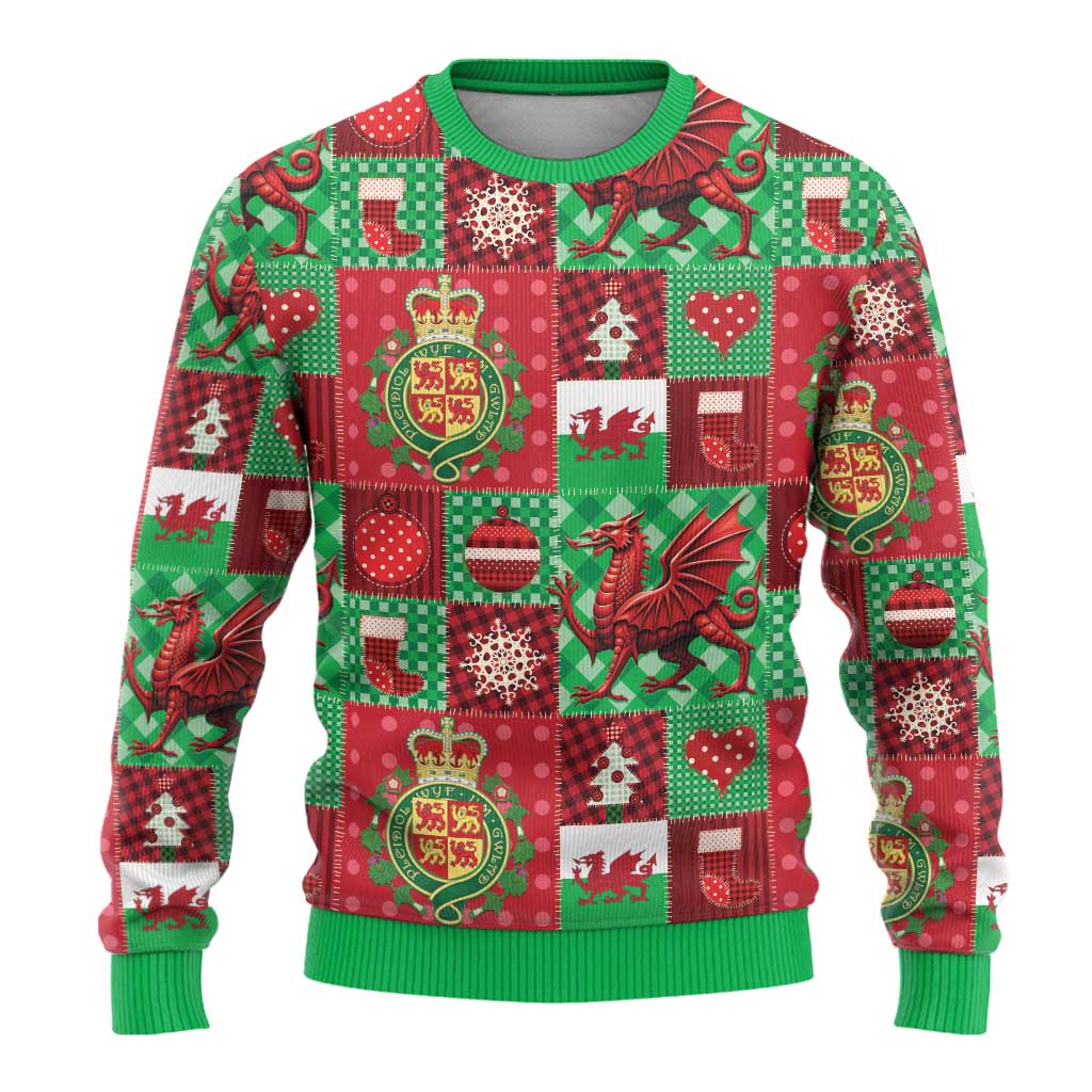 Wales Christmas Patchwork Ugly Christmas Sweater - Wonder Print Shop