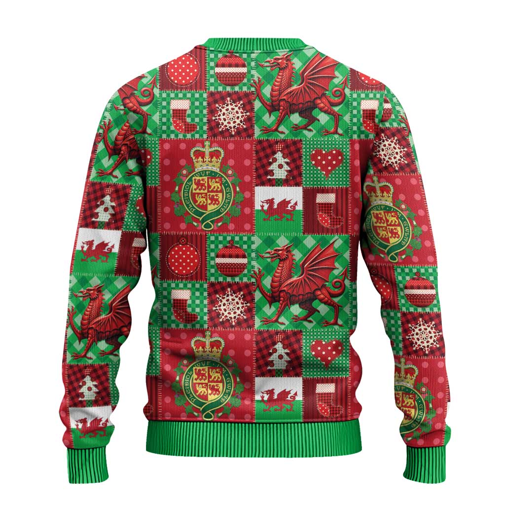 Wales Christmas Patchwork Ugly Christmas Sweater - Wonder Print Shop