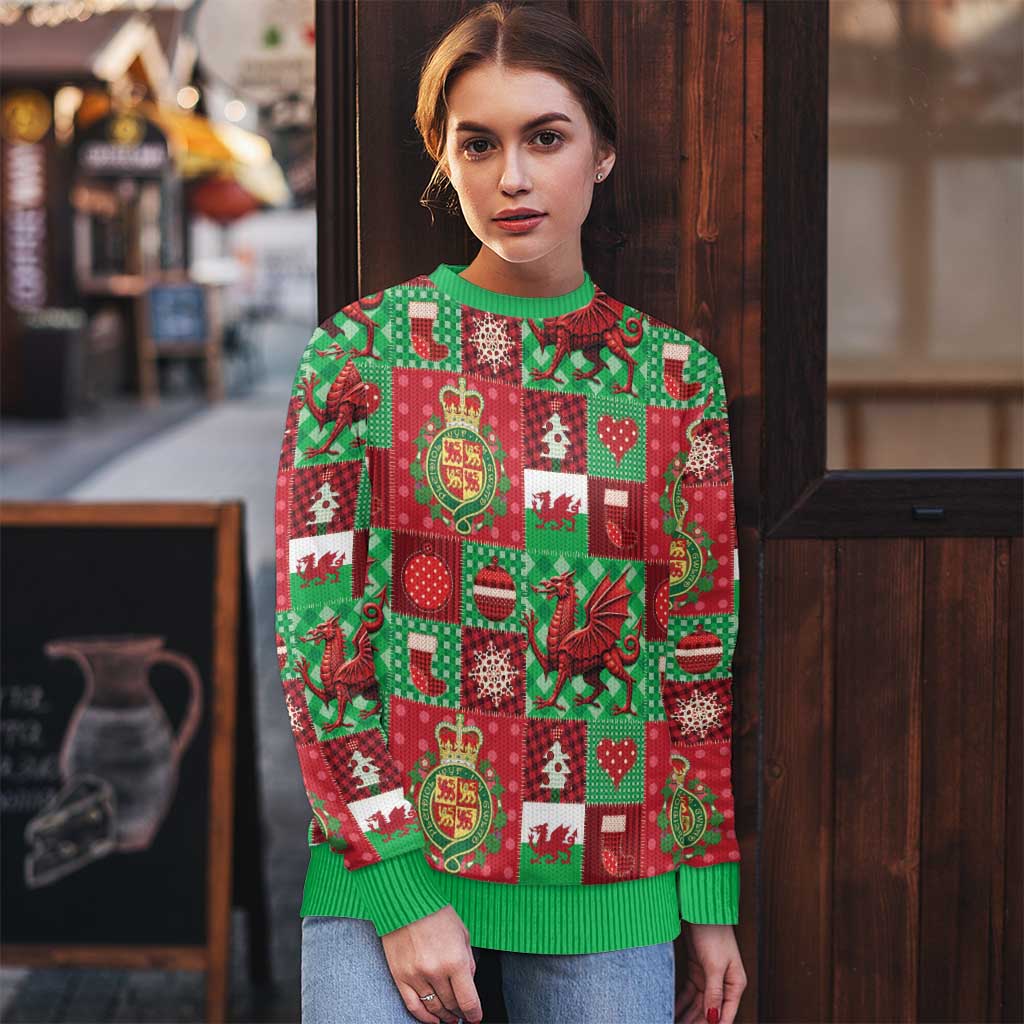 Wales Christmas Patchwork Ugly Christmas Sweater - Wonder Print Shop