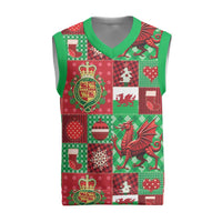 Wales Christmas Patchwork Christmas Knitted V-Neck Vest - Wonder Print Shop