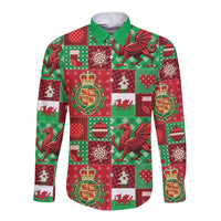 Wales Christmas Patchwork Long Sleeve Button Shirt - Wonder Print Shop