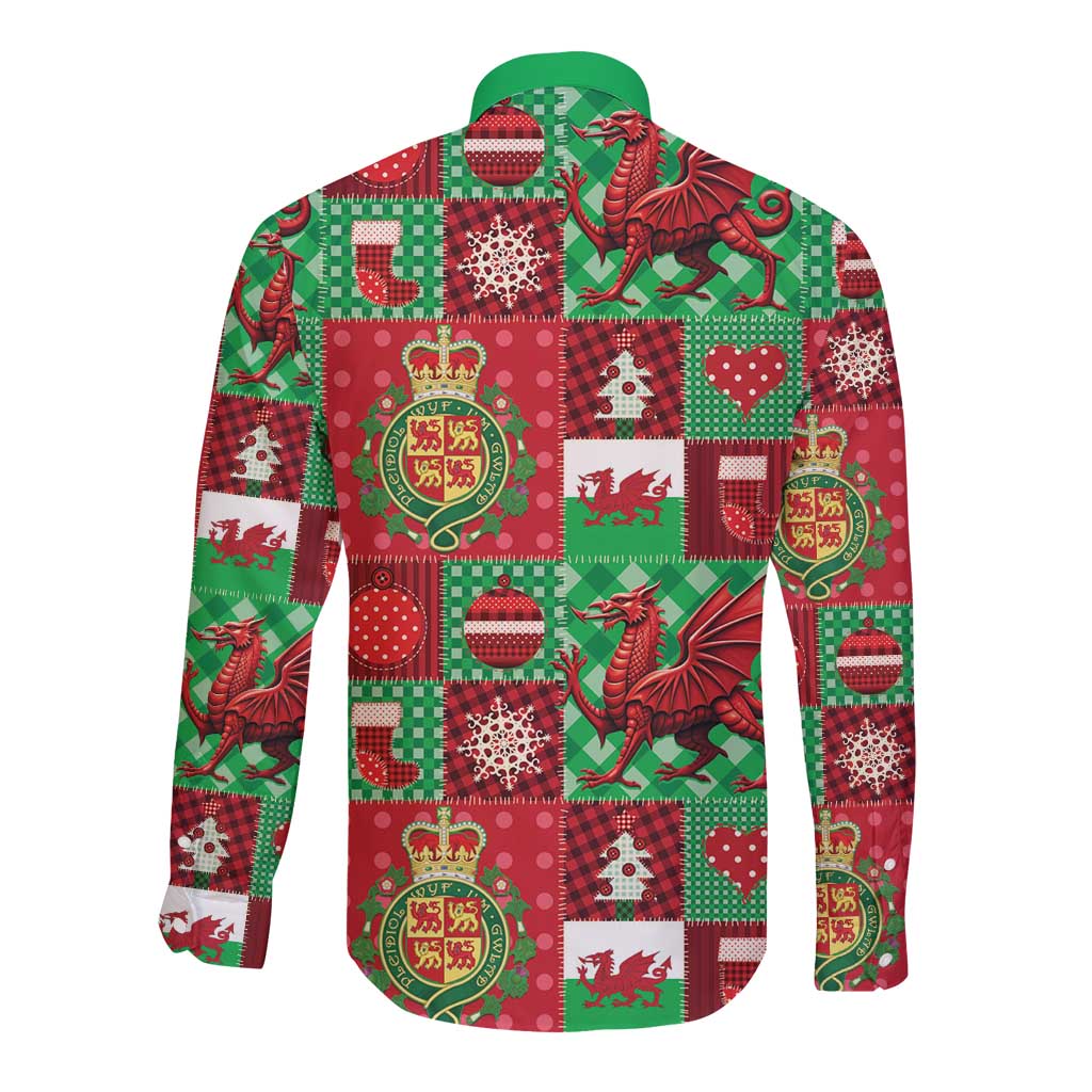 Wales Christmas Patchwork Long Sleeve Button Shirt - Wonder Print Shop