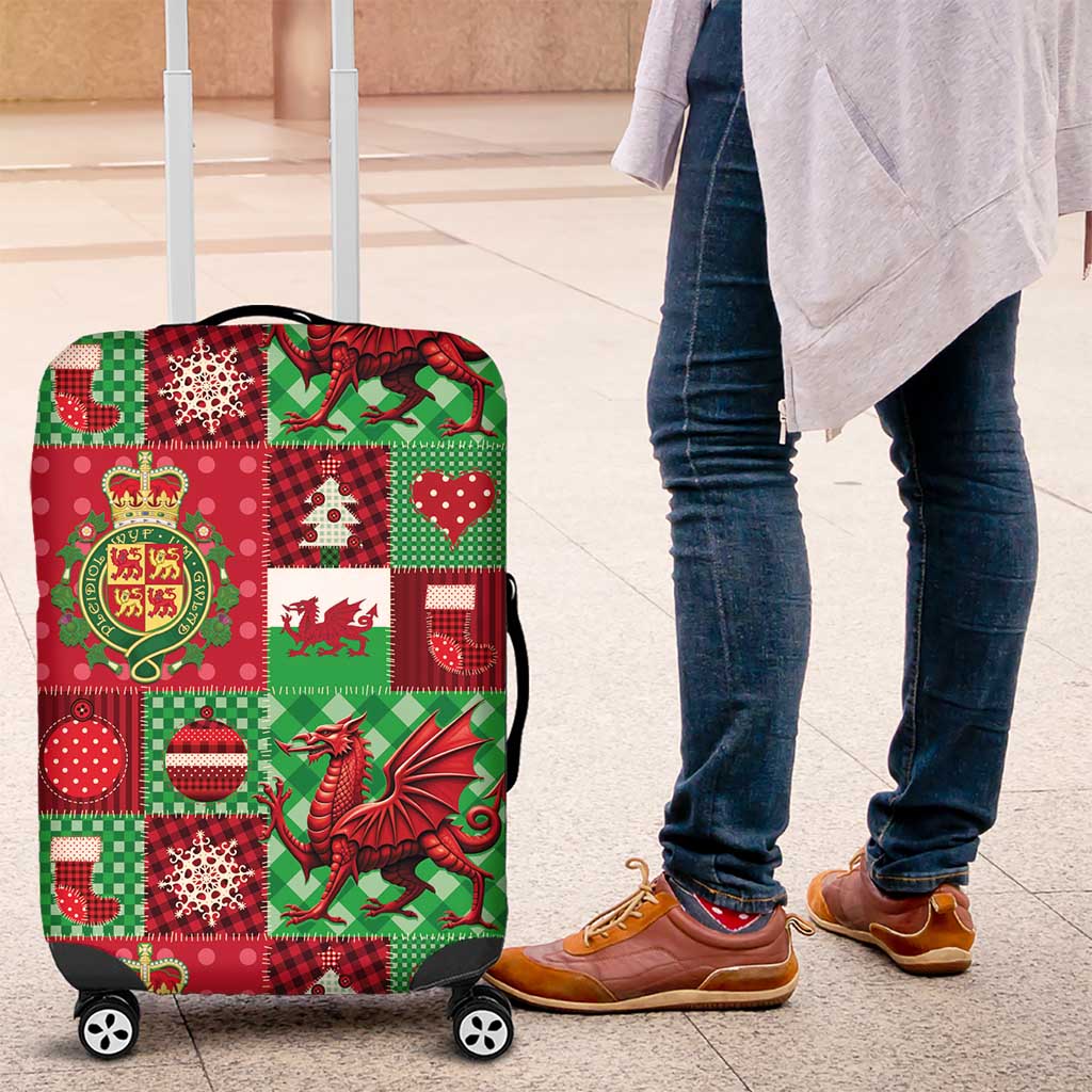 Wales Christmas Patchwork Luggage Cover - Wonder Print Shop