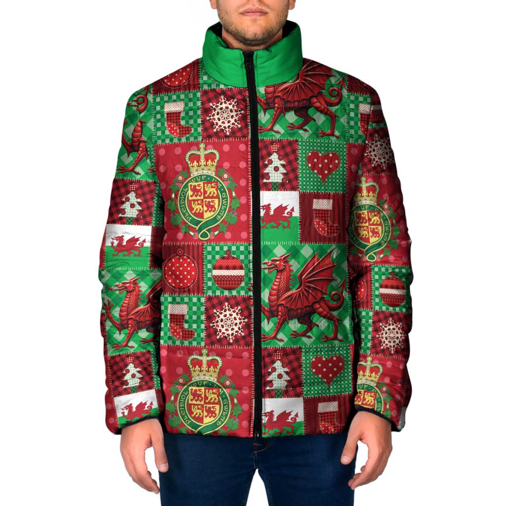 Wales Christmas Patchwork Padded Jacket - Wonder Print Shop