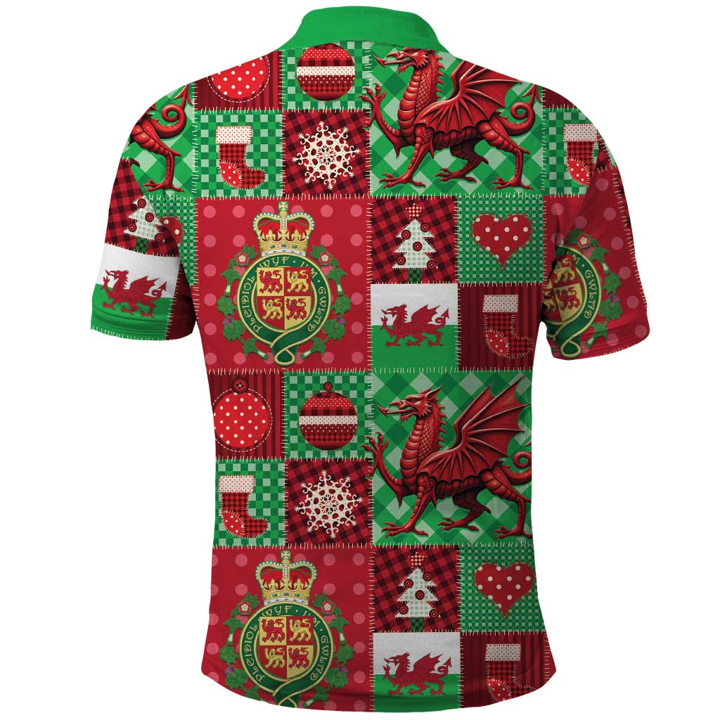 Wales Christmas Patchwork Polo Shirt - Wonder Print Shop