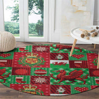 Wales Christmas Patchwork Round Carpet - Wonder Print Shop