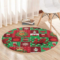Wales Christmas Patchwork Round Carpet - Wonder Print Shop