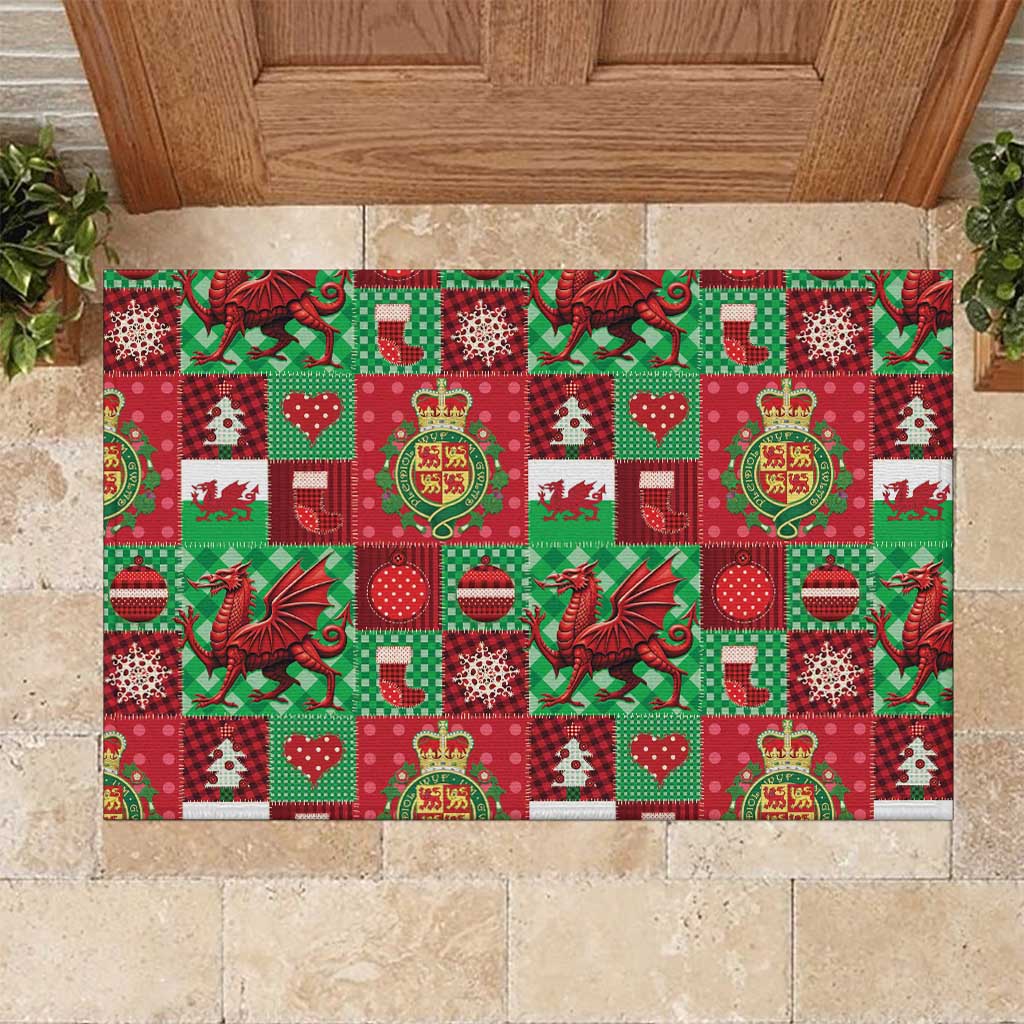 Wales Christmas Patchwork Rubber Doormat - Wonder Print Shop