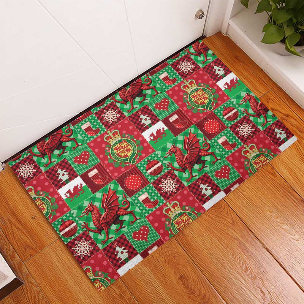 Wales Christmas Patchwork Rubber Doormat - Wonder Print Shop