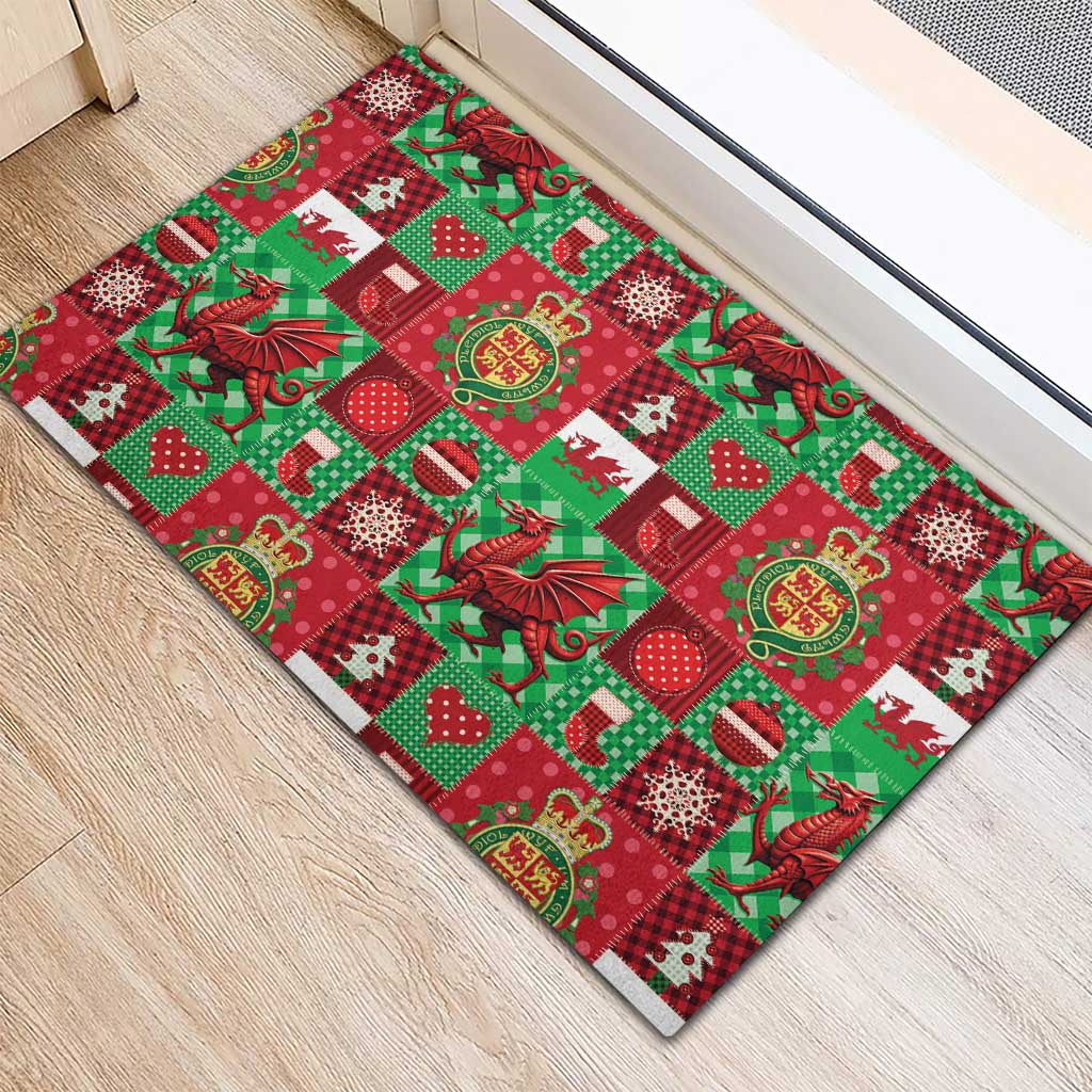 Wales Christmas Patchwork Rubber Doormat - Wonder Print Shop