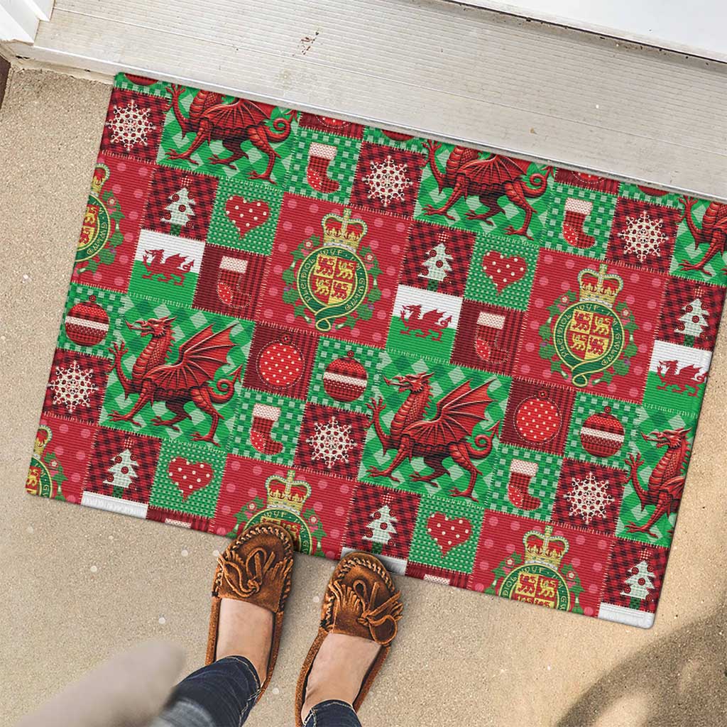 Wales Christmas Patchwork Rubber Doormat - Wonder Print Shop
