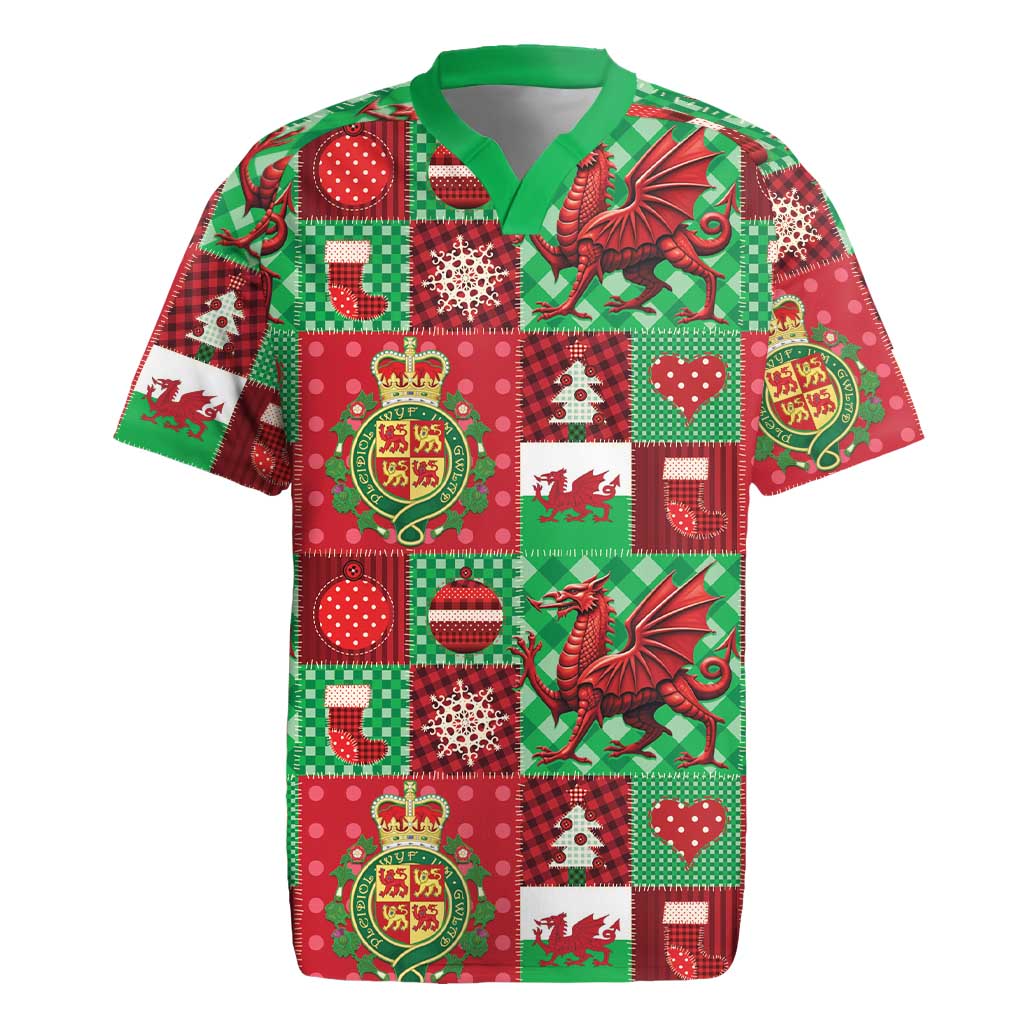 Wales Christmas Patchwork Rugby Jersey - Wonder Print Shop
