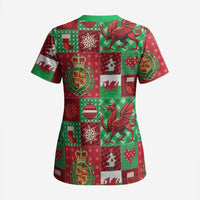 Wales Christmas Patchwork Scrub Top - Wonder Print Shop