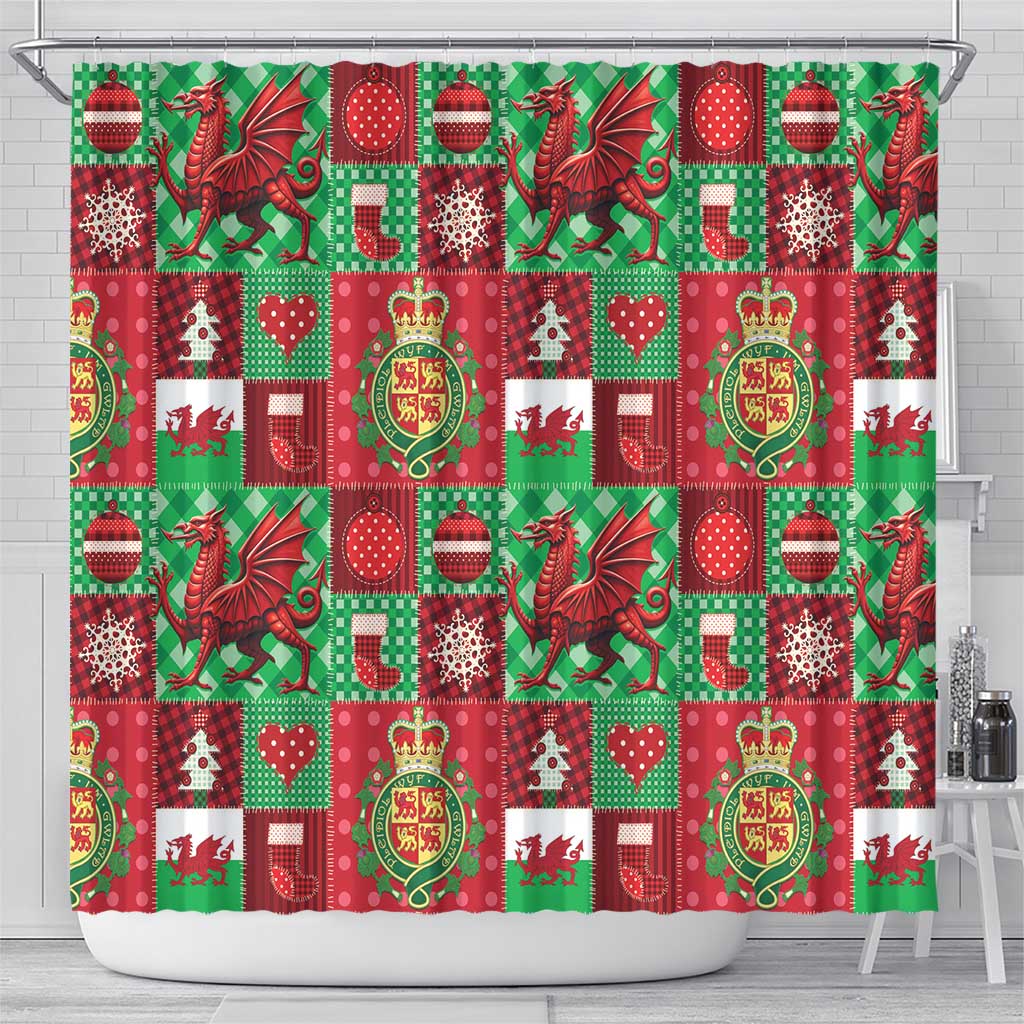 Wales Christmas Patchwork Shower Curtain - Wonder Print Shop