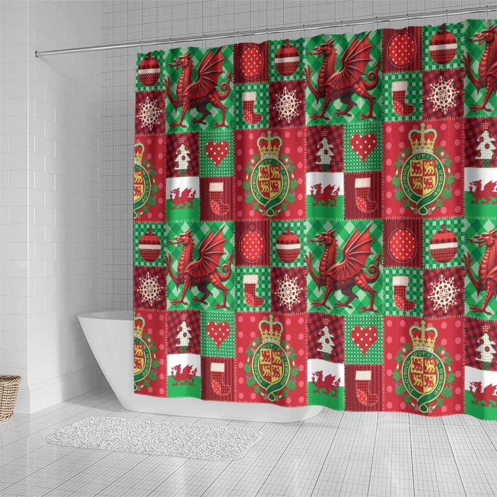 Wales Christmas Patchwork Shower Curtain - Wonder Print Shop