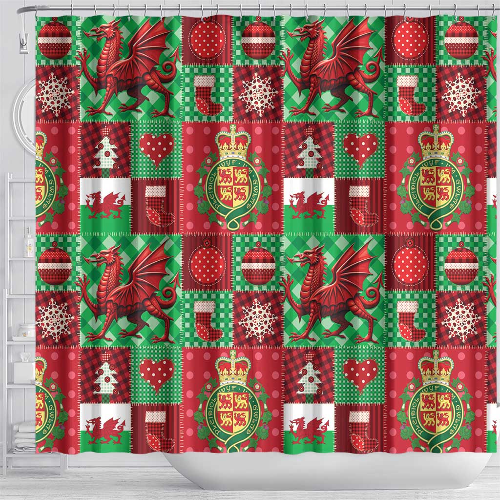 Wales Christmas Patchwork Shower Curtain - Wonder Print Shop