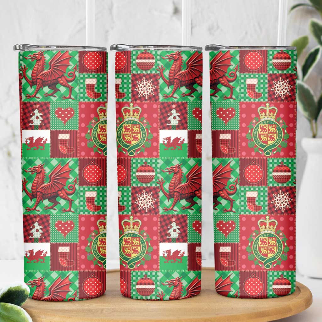 Wales Christmas Patchwork Skinny Tumbler - Wonder Print Shop
